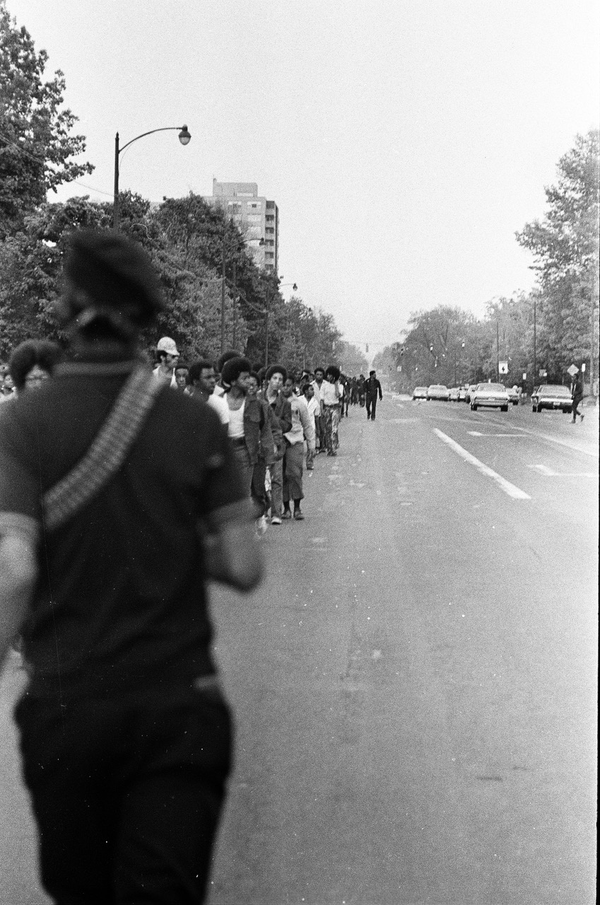 Black students marching in the street